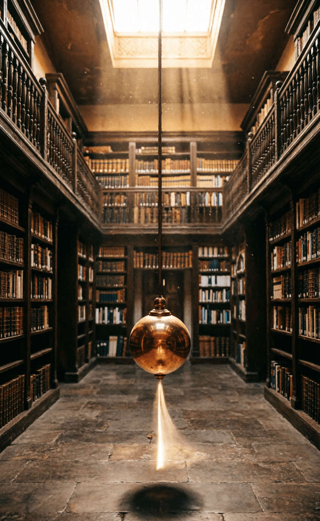 Illustration éditoriale autour de Le Pendule de Foucault